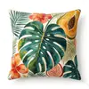Funda de almohada tropical de lino sintético estilo europeo y americano, funda para cojín de sofá de sala de estar, funda de almohada decorativa estilo étnico