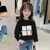Camiseta de Manga Larga de Algodón Puro para Niños para Primavera y Otoño, Top Holgado Lindo para Niñas, Camiseta Básica Versátil para Niños Mayores en Primavera y Otoño