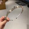 Diadema cuadrada de cristal con perla y diamante de Corea del Sur, elegante banda para el cabello de presión superior con calavera de celebridad de Internet, dulces accesorios para el cabello de moda para mujeres
