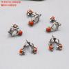 Plata de ley S925 ágata roja del sur clip colgante cierre accesorios retro hacer viejo doble anillo accesorios materiales hechos a mano DIY