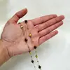 Corrente de contas de jade achatadas em aço inoxidável corrente de ouro maciço 18k, popular no comércio exterior, joia de corrente para suéter, materiais para acessórios de colar e pulseira DIY