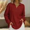 2025 Transfronterizo Europeo y Americano Amazon Nueva Moda Cuello en V Botón Waffle Color Puro Suelto Pulóver Manga Larga Top