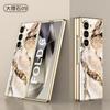 Funda de mármol para Samsung Fold6, carcasa de cristal, estilo simple, para hombre y mujer, con diseño transfronterizo de PC galvanizado rígido.