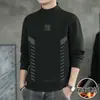 Tops de outono e inverno gola semimédia fleece dupla face masculino e feminino slim fit para negócios roupa íntima camisa base quente camiseta masculina de manga longa