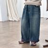 Pantalones Rectos Gruesos Desgastados de Invierno 2025 para Niños Aimobeibei Estilo Coreano para Niños y Niñas Jeans de Retazos Forrados de Lana Modernos
