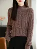 Diseño de cuello medio alto, elegante y cálido, hilo floral texturizado, manga larga, básico y versátil, estilo primavera y otoño, top interior para mujer