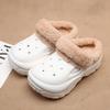 Zuecos de Otoño e Invierno para Mujer con Forro de Felpa, Pantuflas de Algodón Gruesas y Cálidas, Zapatos de Algodón de Punta Cerrada para Exterior con Suela Gruesa Antideslizante de Eva que Aumentan la Altura al por Mayor