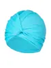 Gota Exclusiva 2025 Nuevo Modelo Gorro de Natación para Mujer al por Mayor Color Sólido Simple Gorro de Natación Plisado Multicapa Cómodo Gorro de Natación que no Aprieta