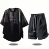 Venta al por mayor Comercio exterior Verano Calle alta americana Conjunto casual de camiseta y shorts Marca de tendencia para hombre Tallas grandes Ropa holgada Conjunto completo