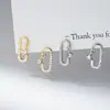 Pendientes Dulces Nalan de Plata de Ley S925 para Mujer, Estilo Coreano, Líneas Frescas, Letra Incrustada con Diamantes, Pendientes Redondos M00307