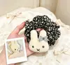 Outono e Inverno Novo Scrunchie Floral do Coelho Miffy Café com Leite Fofo para Meninas Acessórios de Cabelo Coque para Franja Elástico de Cabelo para Rabo de Cavalo