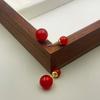 Pendientes de botón de ágata roja y verde de Qingdao, joyería retro de moda, con aguja de plata 925, personalidad, temperamento simple, combinables con todo.