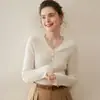 Suave y Acogedor~ Nuevo Suéter de Cachemir 100% Puro Otoño e Invierno para Mujer, Suéter Base de Punto Ajustado con Cuello en V