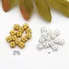 Ouro 18K Colorido Borboleta Tridimensional Trevo de Quatro Folhas Espaçador Torcido Contas Curvas Gravadas Peça Redonda Joia Miçangas Acessório Perfurado