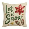 Flocos de Neve de Natal Boneco de Neve Árvore de Natal Letras Impressão Digital Capa de Almofada para Sala de Estar Almofada de Encosto de Sofá Fronha