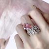 Anel de zircão de gota de água rosa de penas de diamante de alto carbono feminino socialite aberta celebridade da Internet Pulseira de alto sentido temperamento estilo versátil