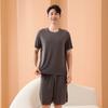 Vendas Diretas de Fabricante Transfronteiriço Atacado Roupa de Casa Conjunto de Pijama de Manga Curta Masculino Verão Gola Redonda Sem Costura Seda Gelo