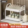 Estante de Almacenamiento de Portavasos de Doble Capa para Vasos, Vasos de Agua, Tazas de Té, Juegos de Té y Gabinete de Almacenamiento para Vasos de Vidrio