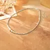 Colar Popular de Contas Prateadas e de Vidro com Toque de Luxo, Moderno, Exquisito, Corrente de Clavícula Versátil, Corrente de Pescoço Única e Estilosa