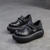 Jiezu 2025 Outono Novo Estilo Britânico Plataforma Solado Grosso Sapatos Solteiros Camada Superior Couro de Vaca Moda Versátil Casual Sapatos Femininos
