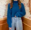 Suéter de punto de cachemira de visón grueso y cálido de cuello medio para otoño e invierno, nuevo suéter de primavera estilo coreano versátil y de estilo suave para mujer