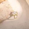 Anillo Abierto de Moda Transfronteriza Europea y Americana Incrustado con Diamantes de Zirconia Hoja Jade Hetian Anillo para Dedo Índice de Alta Versión No Desvanecible para Hombres y Mujeres