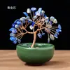 Base de posavasos de árbol de cristal natural, árbol de la fortuna con virutas de cristal amarillo, árbol del dinero, decoración de fortuna para el hogar y la oficina, venta al por mayor