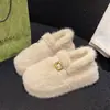 Zapatos de invierno cálidos estilo Chanel 2026, versátiles sin cordones, con aumento de altura, forrados de piel, nuevos y modernos, de algodón con suela gruesa