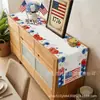 Camino de Mesa Popular Transfronterizo del Día de la Independencia, Bandera Americana, Decoración de Mesa de Fuegos Artificiales Florales, Mantel, Venta Directa de Fábrica, Camino de Mesa de Lino