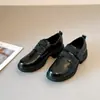 Mocasines de Piel Negra de Moda para Mujer, de Punta Redonda, con Velcro, sin Cordones, para la Primavera 2026, Versátiles, con Suela Gruesa y Tacón Grueso