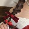 Lindo pasador de lazo de terciopelo de cereza otoño e invierno Nuevo estilo coreano elegante pasador lateral roto femenino clip para flequillo con pedrería