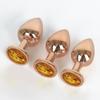 Juego redondo de oro rosa grande y mediano tapón anal metálico posterior expansor anal sexual para parejas productos sexuales para adultos