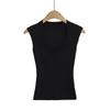 Chica Caliente Americana Sexy Ajustado Cintura Cuello U Sin Mangas Chaleco de Punto para Mujer Estilo Lujuria Pura Look Adelgazante Top de Fondo Venta al por Mayor