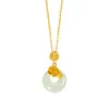 Collar Colgante de Paz de Jade Hotan Serie Diosas de las Doce Flores Plata de Ley S925 Colgante de Jade Incrustado Estilo Chino Nuevo Cadena para Clavícula