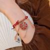 Shangui Gasto Dinheiro Cordão Vermelho Pulseira de Mão Zhu Antigo Cordão Vermelho de Mão Corda Trançada Dinheiro de Cobre Bolsa Taiji Bagua Fivela Segura