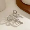 Pinza para el Cabello Grande de Metal Plateado para Cabello Grueso, Pinza de Garra Geométrica para el Cabello, Accesorio para el Cabello, Pinza de Tiburón Estilo Coreano