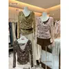 AS OFICIAL Estilo Retro Coreano de Principios de Otoño Bloque de Color Lunares Versátil Cuello Caído Falsa Dos Piezas Blusa de Manga Larga 28919