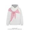 Sudadera con capucha a cuadros de retazos con lazo, moda de nicho de otoño para hombre, estilo de celebridad de internet, genial y elegante