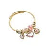 Pulseira de Aço Inoxidável He Ming Panjia Duo La Transfronteiriça Nova para Mulheres, Coração de Flor Doce Cravejado com Diamantes, Exquisite Pulseira para Melhor Amiga