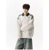 Sudadera con capucha de estilo colegial a rayas americanas para hombre, marca de moda trendy, ajuste relajado, atuendo juvenil versátil, manga larga, otoño