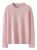 Otoño e Invierno Nuevos Tops Cálidos para Mujer, Camisetas Básicas, Camisetas de Manga Larga, Tejidos de Pelo de Cabra, Cuellos Redondos, Lana Versátil