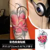 Adesivo de tatuagem de lótus vermelho com linha abstrata, adesivo de lótus colorido para braço e antebraço, adesivo de tatuagem temporária à prova d'água