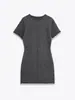 Ropa Europea y Americana Transfronteriza Aliexpress Moda Estilo Europeo y Americano Sencillo y Moderno Aplique Metálico de Manga Corta Vestido de Punto Mini