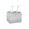 Henglibao 1L Impresso 2L Bomba de Molho de Aço Inoxidável com Controle Preciso de Dosagem, Garrafa de Xarope, Bomba de Geleia Pressionada Manual, Específico para Hotel
