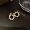 Brincos de Flor com Cristal, Pérola Artificial e Diamante em Pino de Prata Design Exagerado Europeu e Americano Brincos com Franja Brincos com Senso Avançado