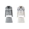 Exportación Transfronteriza Ropa de Mujer Otoño 2025 Estilo Europeo y Americano Chaqueta de Punto Jacquard + Traje de Falda de Punto para Mujer C36754/2