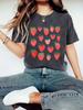 Camiseta de verano con estampado de fresas para mujer de Amazon Europa y Estados Unidos, cuello redondo, manga corta, informal, de moda, con explosión de comercio exterior