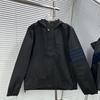 Chaqueta con capucha para hombre de marca de moda, clásica de otoño e invierno, con cremallera y cuatro rayas, de manga larga