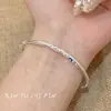 "Borboleta Flor Azul" Pulseira Azul de Borboleta em Camadas Fresca e Elegante para Mulheres, Pulseira de Flor Azul Lisa em Prata, Nova Joia de Mão Estilo Étnico Chinês