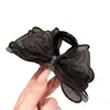 Presilha de Cabelo com Laço de Renda Super Fada com Toque de Luxo, Presilha de Garra Exquisita com Strass Preto, Novo Modelo 2023 Presilha de Tubarão